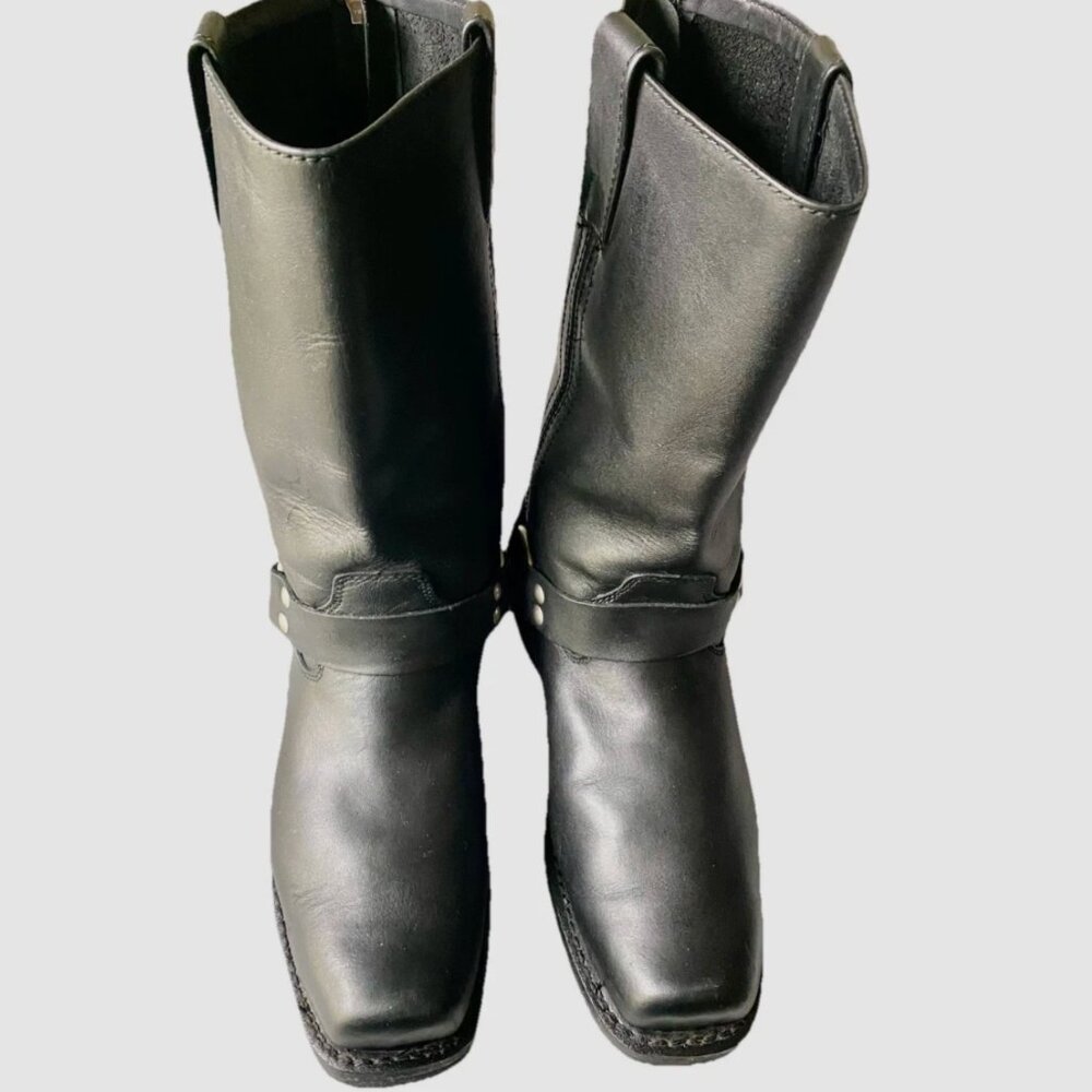 Milwaukee Authentic Black Leather Biker Boots MB410 Sz 10.5 D Pre-Owned